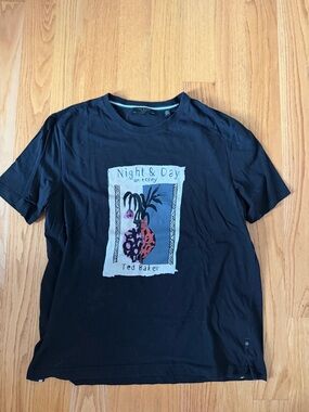 Ted Baker Black Short Sleeve Graphic 'Night & Day' Tee